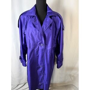 Kent Street Vintage Purple Shiny Trench Coat Women's Size 9/10. 80s